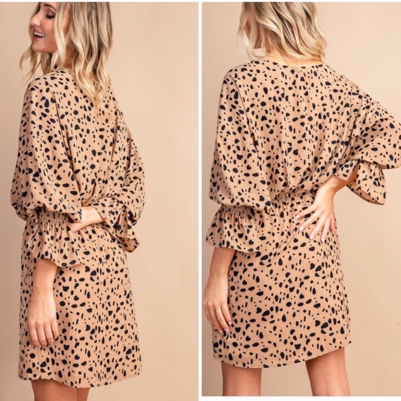 1 LEFT! 5⭐️ Leopard Animal Cheetah Wrap Dress - Picture 6 of 9